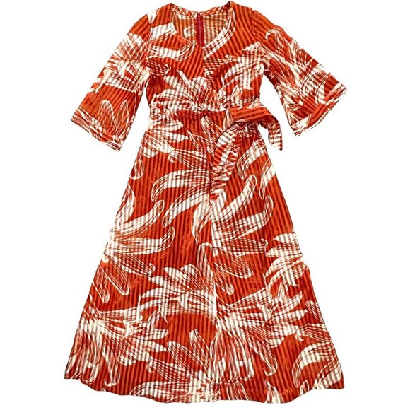 Vintage 70s Maxi Dress Womens Small See Through Flutter Sleeve Waist Tie - Picture 1 of 16